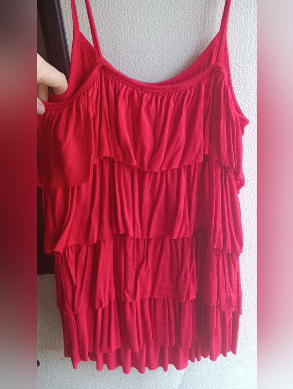 Vintage Y2K Lipstick Brand Red Tiered Ruffle Cami Tank Top Shirt Large - Picture 7 of 10